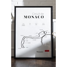 Monaco Formula 1 Siyah Ahşap Çerçeveli Poster, Dekoratif Harita Duvar Tablosu