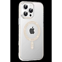 İphone 14 Pro Max Move Taşlı Magsafe Kapak - Pembe