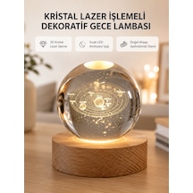 Usb Bağlantılı Işıklı Kristal Küre Modern Ahşap Tabanlı Dekor - Lisinya