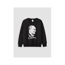 Lc Waikiki Alıta Cıty Farkıyla Lcw Kids Siyah 3 İplik Şardonlu Baskılı Loose & Bol Kız Çocuk Sweatshirt Siyah - 925528447 Siyah