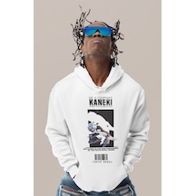 Sevbano Ken Kaneki Tokyo Ghoul Baskılı Unisex Oversize Anime Karakter Hoo beyaz