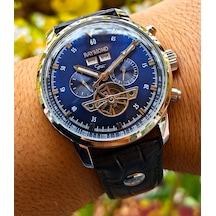 Raymond Star Seri Gümüş Mavi Otomatik Erkek Kol Saati Gümüş