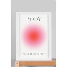 Nourish Your Body Çerçeveli Tablo Kırmızı Pembe Aura Enerji Renkleri - Bedenine İyi Bak
