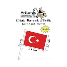 Çıtalı Bayrak Kağıt 21x29 Cm 10 Adet Ay Yıldızlı Türk Bayrağı Çıtalı Sopalı Büyük Bayrak Plastik Çubuklu Bayrak Diğer