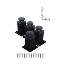 Metal Mobilya Ayağı 8 Cm Ayna Krom 4 Lü Set 40x40 Kare Profil Tv Ünitesi Kanepe Koltuk Yükseltici Mat Siyah 8 Cm