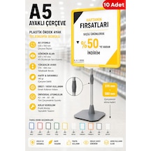 10 Adet - A5 Ayaklı Çerçeve Seti Plastik Ördek Ayak Teleskopik Borulu Fiyat Etiketliği Yönlendirme Levhası Menü Panosu Sarı