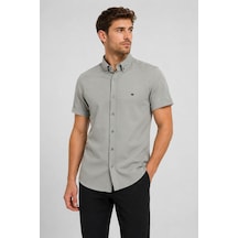 Classics Men Reeport Likralı Kısa Kol Slim Fit Erkek Gömlek - 7741 Gri