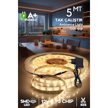 Şerit Led 5 Metre Gün Işığı 3 Çipli Aydınlatma Mutfak Salon Yatak Odası Led Işık