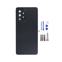 Samsung A72 Kamera Camlı Siyah Uyumlu Arka Cam Kapak Pil Kapağı Tamir Set B7000 Set Siyah
