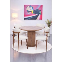 Bohem Polo Yuvarlak Lak Panel Mutfak Masa Takımı 100cm Ceviz Bohem Polo Yuvarlak Lak Panel Mutfak Masa Takımı 100cm Ceviz