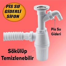 Pis Su Giderli Sökülebilir Tas'lı Çift Gider Sifon Körüklü Temizlenebilir Mutfak Banyo Lavabo Körük. Diğer