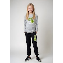 Fyk Kids Bel Detayi Lasti Kli Street Yazı Baskılı Kız Çocuk Alt-üst Takim Gri