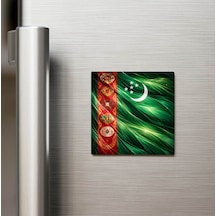 Türkmenistan Turkmenistan Abstract Ülke Bayraklı Buzdolap Magneti - 9x9 Cm
