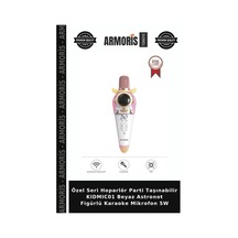 Özel Seri Hoparlör Parti Taşınabilir Kıdmıc01 Beyaz Astronot Figürlü Karaoke Mikrofon 5w
