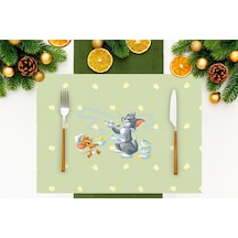 Adawall Home Green Tom & Jerry Kumaş Amerikan Servis 4'lü Set 35x Çok Renkli