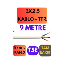 Öznur 3x2,5 Ttr Kablo Metre Seçenekli Beyaz - 9 Metre