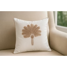 Goldroom Home Özel Tasarım 2 Li 5d Nakışlı Dekoratif Kırlent Kılıfı Krem Vizon