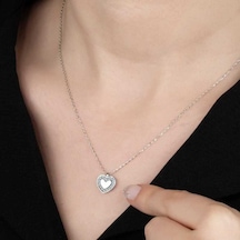 Swarovski Taşlı Gümüş Kalp Kadın Kolye (522002837)