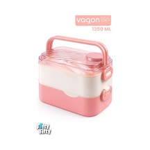 1350 Ml Paslanmaz Çelik Bento Lunch Box İki Kat Üç Bölme Yeni Nesil Sefer Tası-1350ml-101102s Pembe