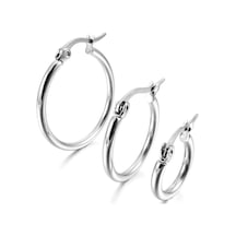 21-26-36 MM 3'Lü Kadın Halka Çelik Küpe Seti Mse29