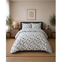 Çift Kişilik Nevresim Takımı %100 Pamuk 200x220 Lastikli Çarşaflı 160x200 Kahverengi 37580875