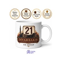 Plakalı Diyarbakır Temalı Baskılı Kupa Bardak Hediye Porselen Mug Beyaz / Çok Renkli