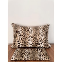Üntaş Leopar Lastiksiz Çift Kişilik Çarşaf + Yastık Kılıfı Kahverengi 2 Adet Kahverengi