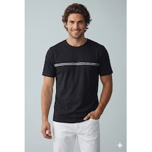 Jack & Jones Jcofusıon Chest Brand Tee Ss Crew Noos Logolu Erkek Siyah Tişört 12289936