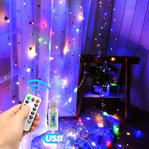 RGB RENKLİ SALKIM LED IŞIK RENKLİ LED IŞIK USB +KUMANDALI RENKLİ İNCE PERİ LEDLİ 3X2.5 METRE YILBAŞI IŞIKLARI DEKOR Çok Renkli