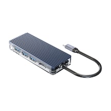 Orico 8 Portlu USB 3.0 100W RJ45 1000Mbps HDMI TF/SD Kart Okuyucu Çoklayıcı Gri