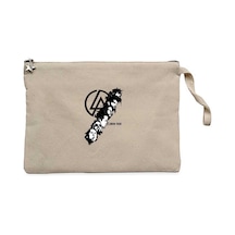 Linkin Park Logo Siluet Krem Clutch Astarlı Cüzdan / El Çantası