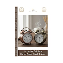Saat Nostaljik Retro Dekoratif Vintage Masa Saati Sessiz Yuvarlak Eskitme Metal Çalar Saat Çok Renkli