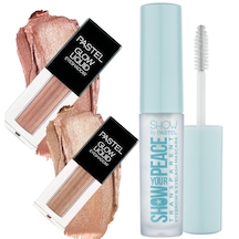 Pastel Glow Liquid Eyeshadow 221 Dreamland + 222 Golden Cage + Transparan Kaş ve Kirpik Maskarası
