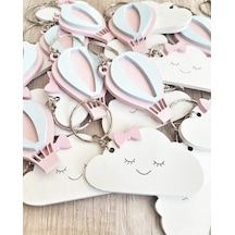 Hdrlazerdizayn Ahşap Bulut Ve Balon Anahtarlık-Kız Bebek/Çocuk(10'Lu Paket)