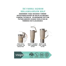 Vagonlife Tumbler 950ml Pipetli/pipetsiz Kullanım Fonksiyonel Kulplu Paslanmaz Çelik Termos Açık Mavi Diğer