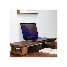 Bilgisayar Masası Monitör Ve Laptop Standı. Aksesuarlar Ve Monitör Görseldir Kahverengi Kahverengi