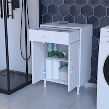 Çok Amaçlı Dolap Çekmeceli Ve 2 Kapaklı Mutfak Dolabı Banyo Dolabı Ofis Dolabı Raflı Beyaz