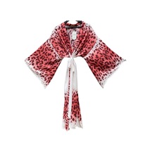 Lila Mare Viskon Kumaş Leopar Desen Handmade Beachwear Kimono Standart Bedenlere 36-44 Arası Uygundur Renkli Renkli