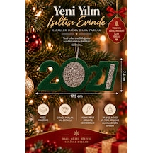 2027 Keçe Yılbaşı Ağacı Süsü Gümüş Taş Detaylı Yeni Yıl Süsü Yeşil