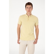U.S. Polo Assn. Erkek Slim Fit Polo Yaka Cepli Açık Haki Dokulu Tişört 50300084-VR183