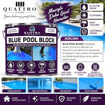 Quattro Home Blue Pool Block Poliüretan Esaslı Havuz Su Yalıtım Kaplaması 7,5 Kg+1kg Çift Bileşenli, Uv Dayanımlı, Mavi Elastik İzolasyon Boyası