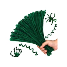 25'li Yeşil Renkli Şönil, Eğitici Şönil Seti, Tüylü Tel, 30 Cm, Peluş Tel