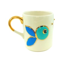 24 Ayar Altın Işlemeli Balık Mug Fish El Yapımı Handmade 330 Ml Beyaz - Çok Renkli
