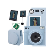 Fujifilm Instax SQ1 Fotoğraf Makinesi + 10'lu Kare Film + Deri Kılıf + Pleksi Çerçeve + Kıskaçlı Stand Mavi