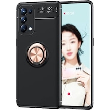Oppo Reno 5 Pro 5g Kılıf Yüzüklü Sağlam Esnek Ringo Silikon Kapak Siyah - Rose Gold