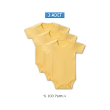 Sarı Yarım Kol Body Zıbın 2-7 Yaş Çocuklar İçin 3 Adet Alttan Çıtçıtlı Özel Gereksinimli Renkli
