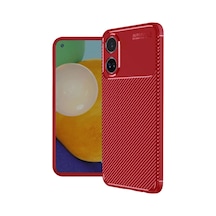 Oppo A38 Uyumlu Kılıf Auto Focus Karbon Kapak - Kırmızı
