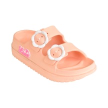 Moda Onn Çift Tokalı Plaj-havuz-bahçe-tatil-günlük Açık Stickerlı Kız Çocuk Terliği Somon