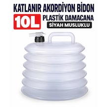 Katlanır Akordiyon Bidon 10l Plastik Damacana Siyah Musluklu