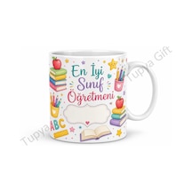 Sınıf Öğretmenine İsme Özel Kupa Bardak Öğretmenler Günü Hediye Sublimation Baskılı Beyaz / Çok Renkli
